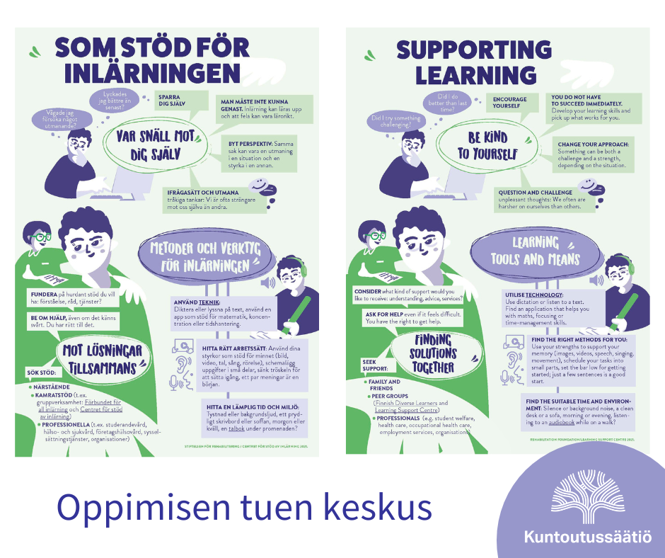 Oppimisen tueksi -infograafit ruotsiksi ja englanniksi kuvana